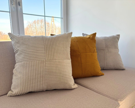 Coussin décoratif – velours côtelé à motif damier