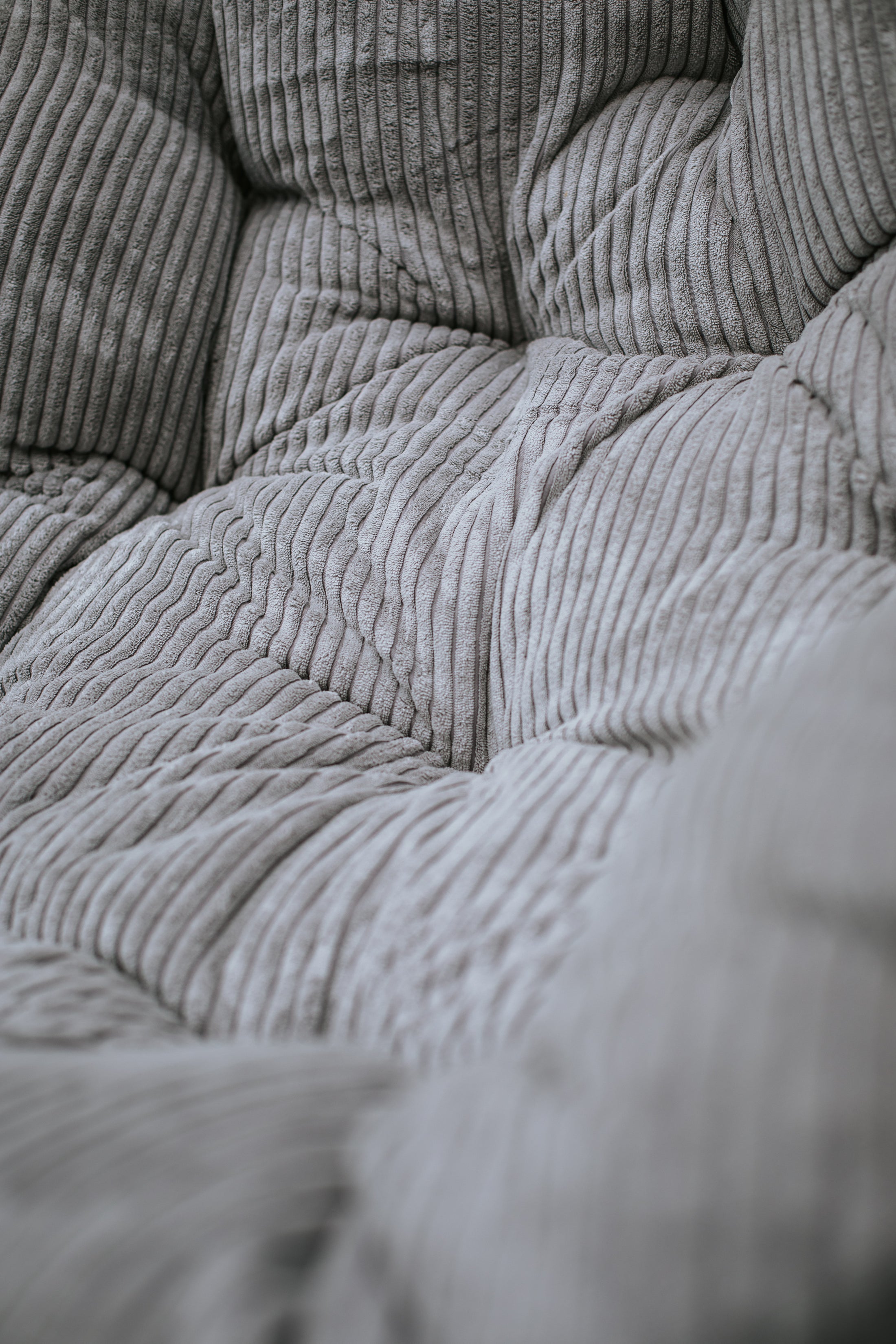 Papasan rotondo cuscino trapuntato in velluto a coste