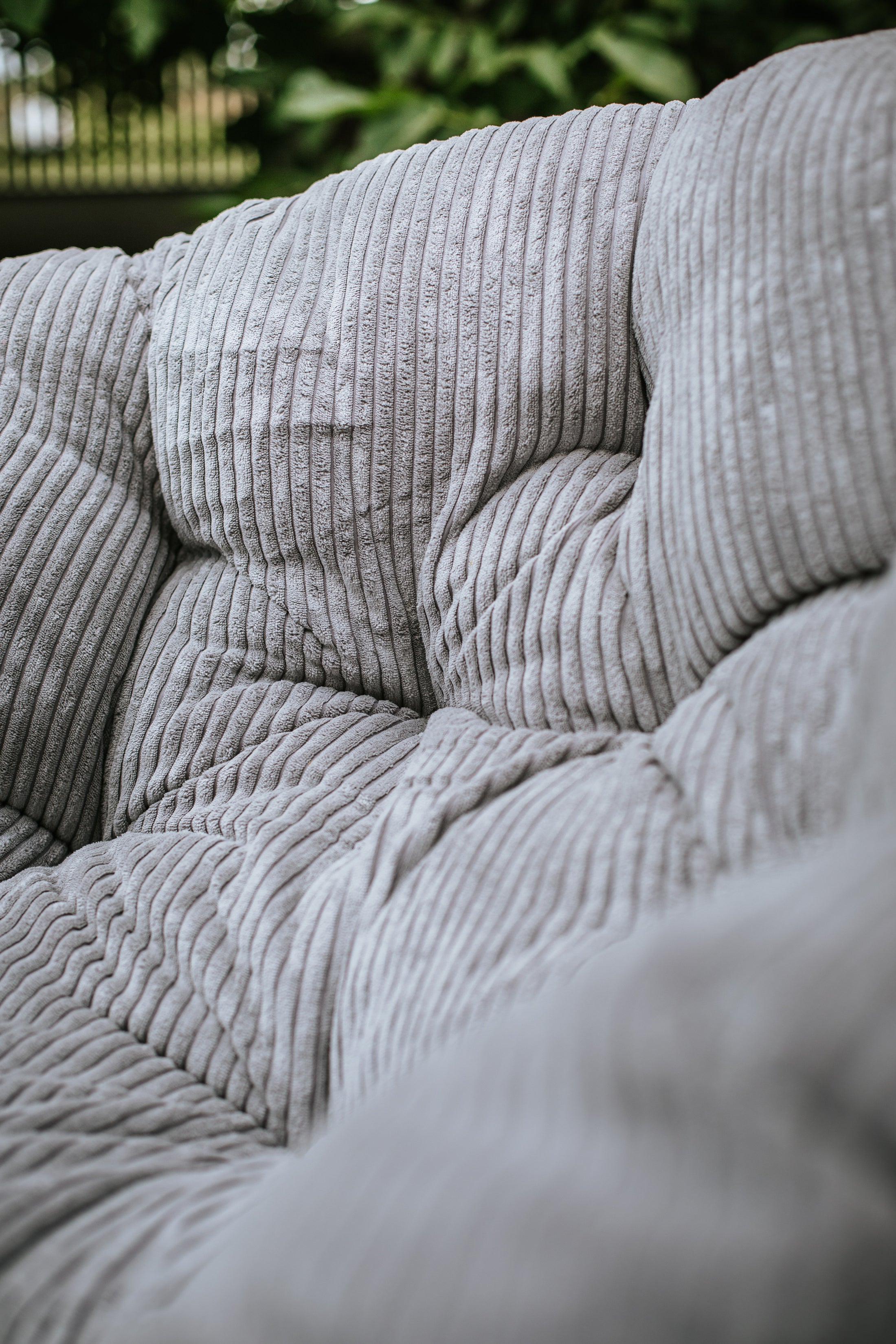 Papasan rotondo cuscino trapuntato in velluto a coste