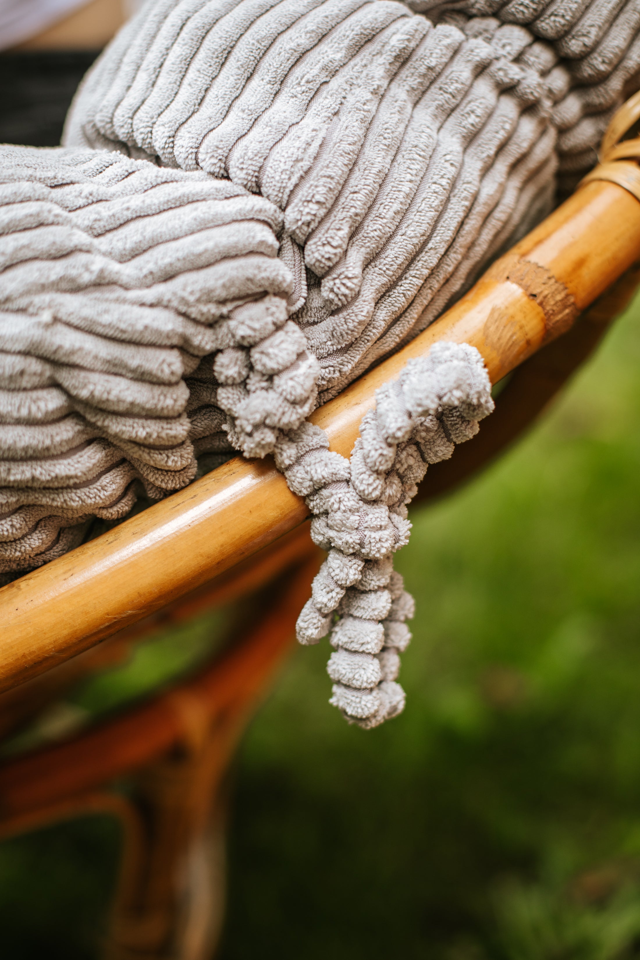 Papasan rotondo cuscino trapuntato in velluto a coste