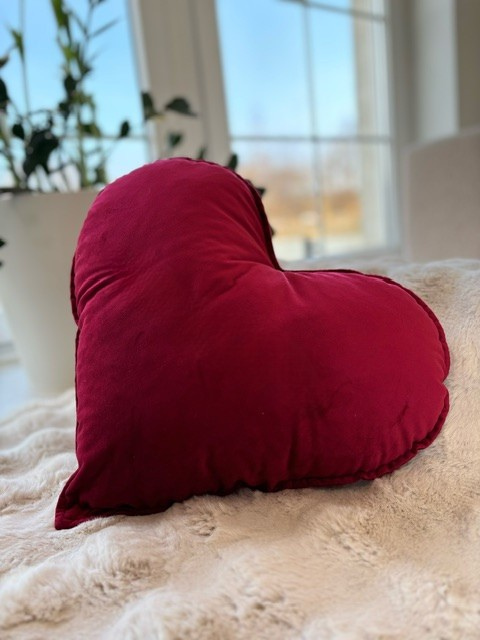 Coussin coeur en velours pour la Saint Valentin avec broderie personnalisée