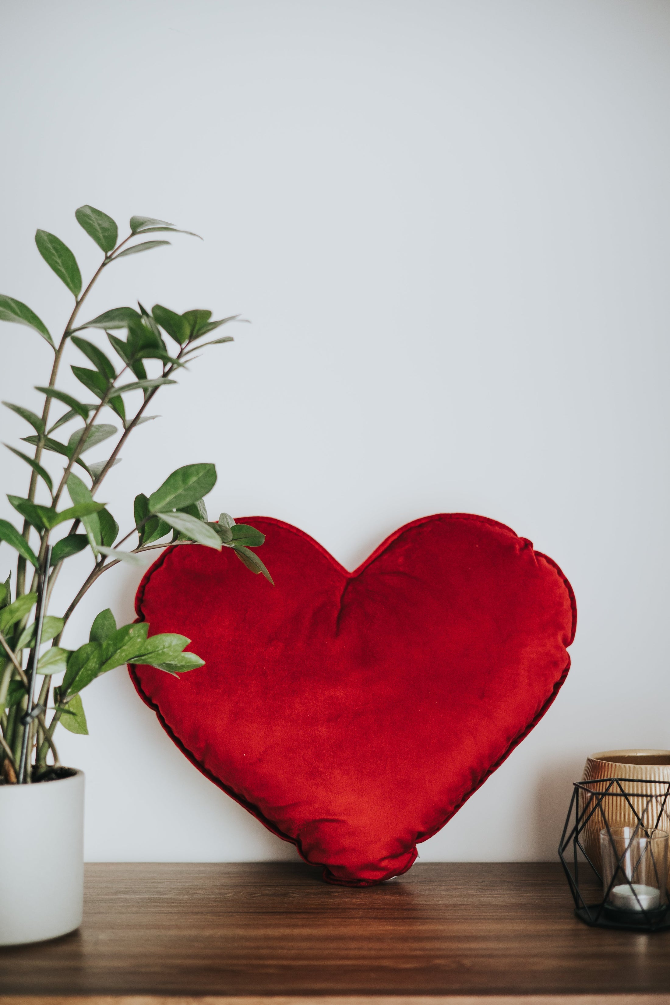 Coussin coeur en velours pour la Saint Valentin avec broderie personnalisée