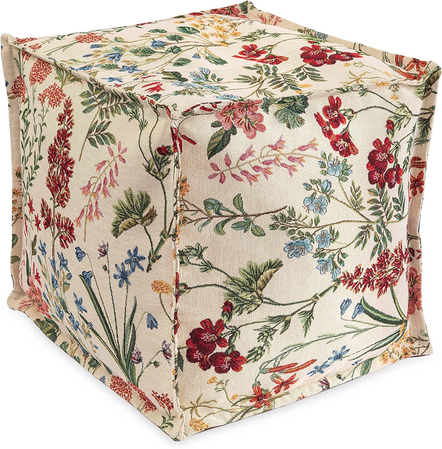 Pouf ottoman garni de perles EPS Tabouret Tabouret 40x40x40cm Thème printemps Thème fleur