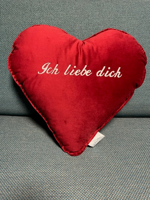 Coussin coeur en velours pour la Saint Valentin avec broderie personnalisée