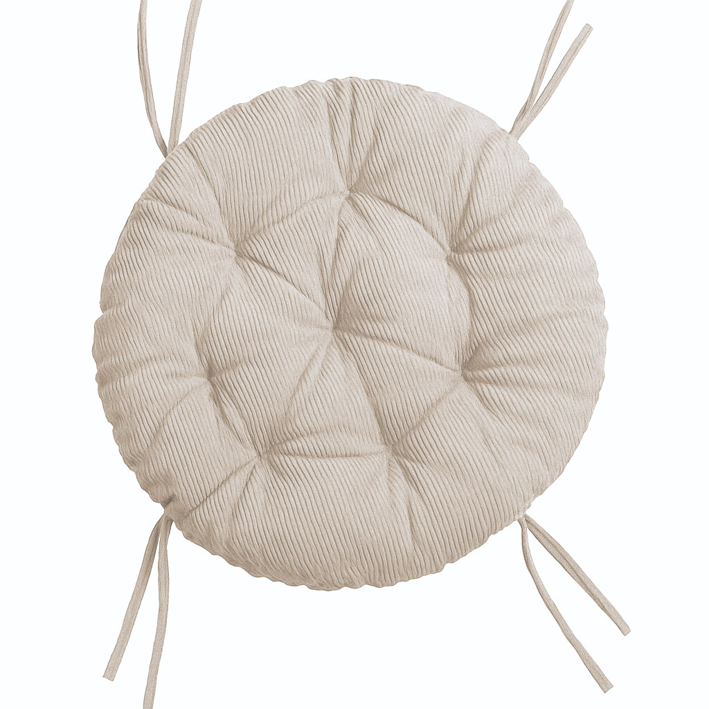 Papasan rotondo cuscino trapuntato in velluto a coste