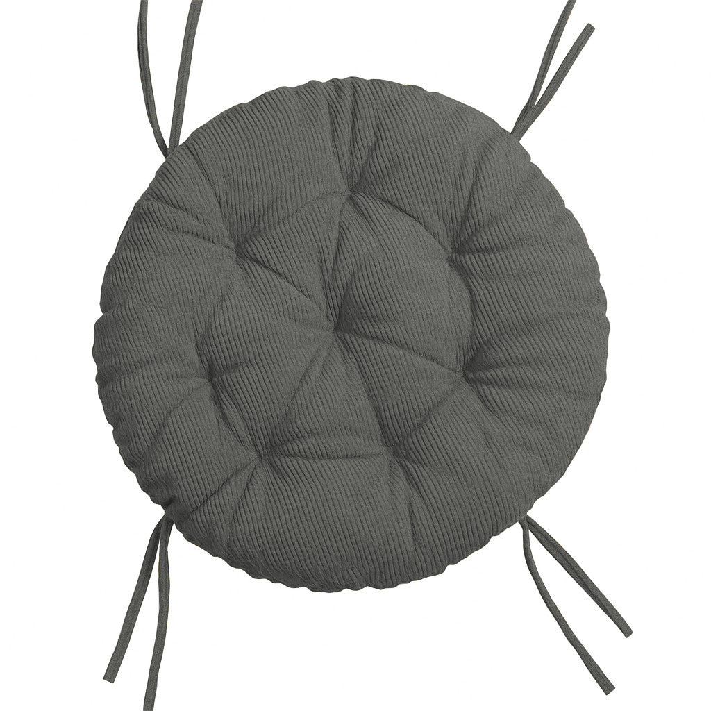 Papasan rotondo cuscino trapuntato in velluto a coste