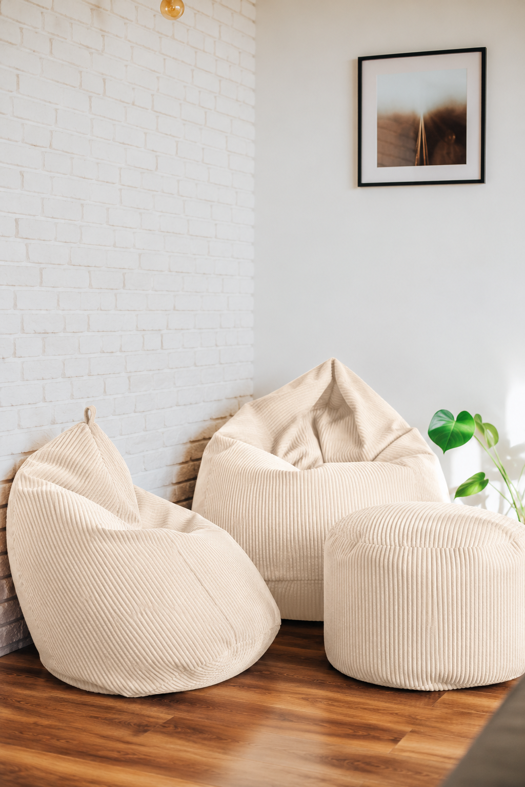 Bean bag Pouf en velours côtelé
