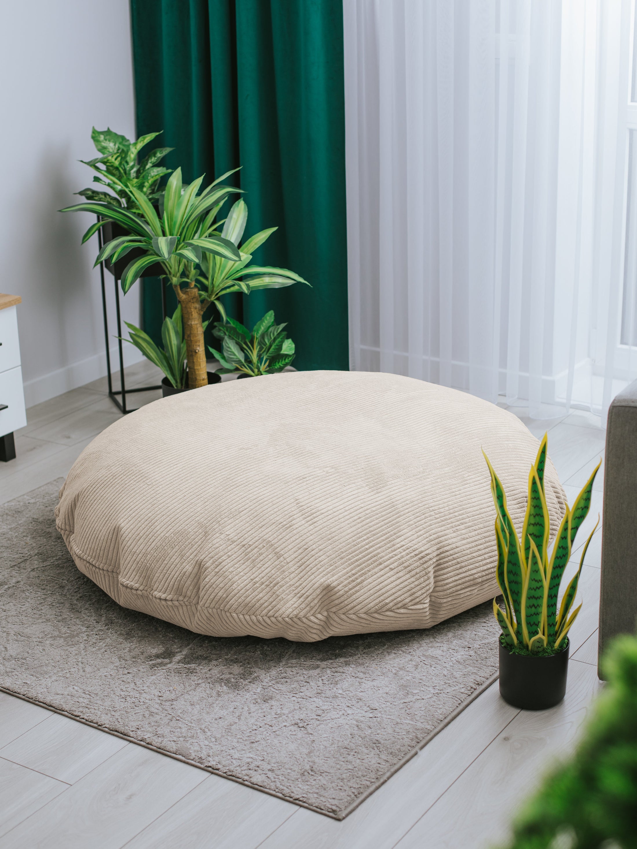 Sitzsack Beanbag Bodenkissen Cord - Sitzsack zum Entspannen im Wohnzimmer, auf der Terrasse und im Garten