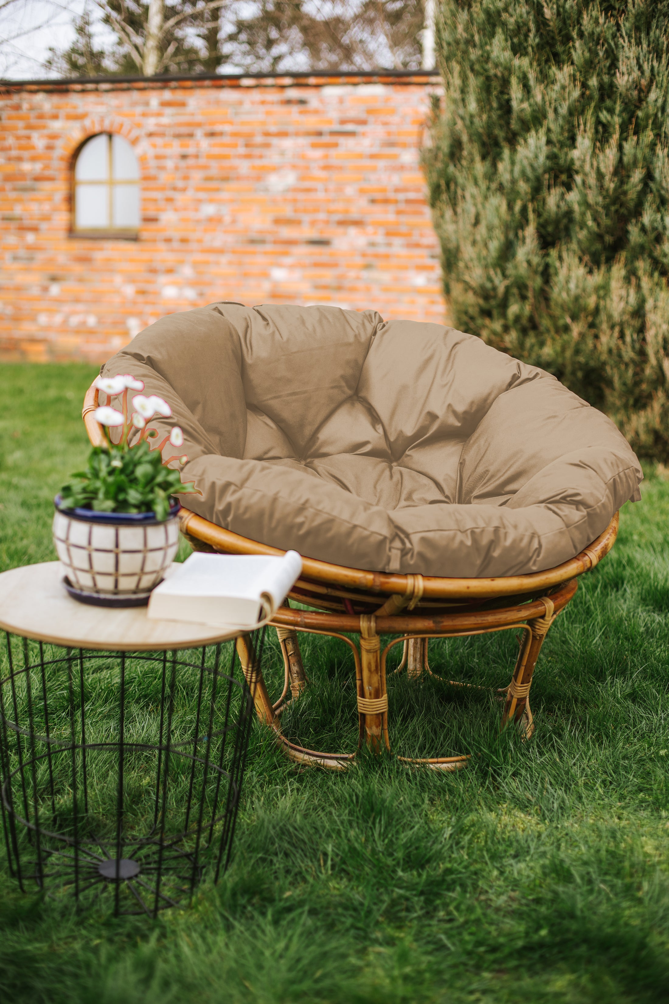 Papasan IMPERMEABILE Cuscino per la poltrona Papasan cuscino per sedia in rattan cuscino per poltrona trapuntato con passanti 