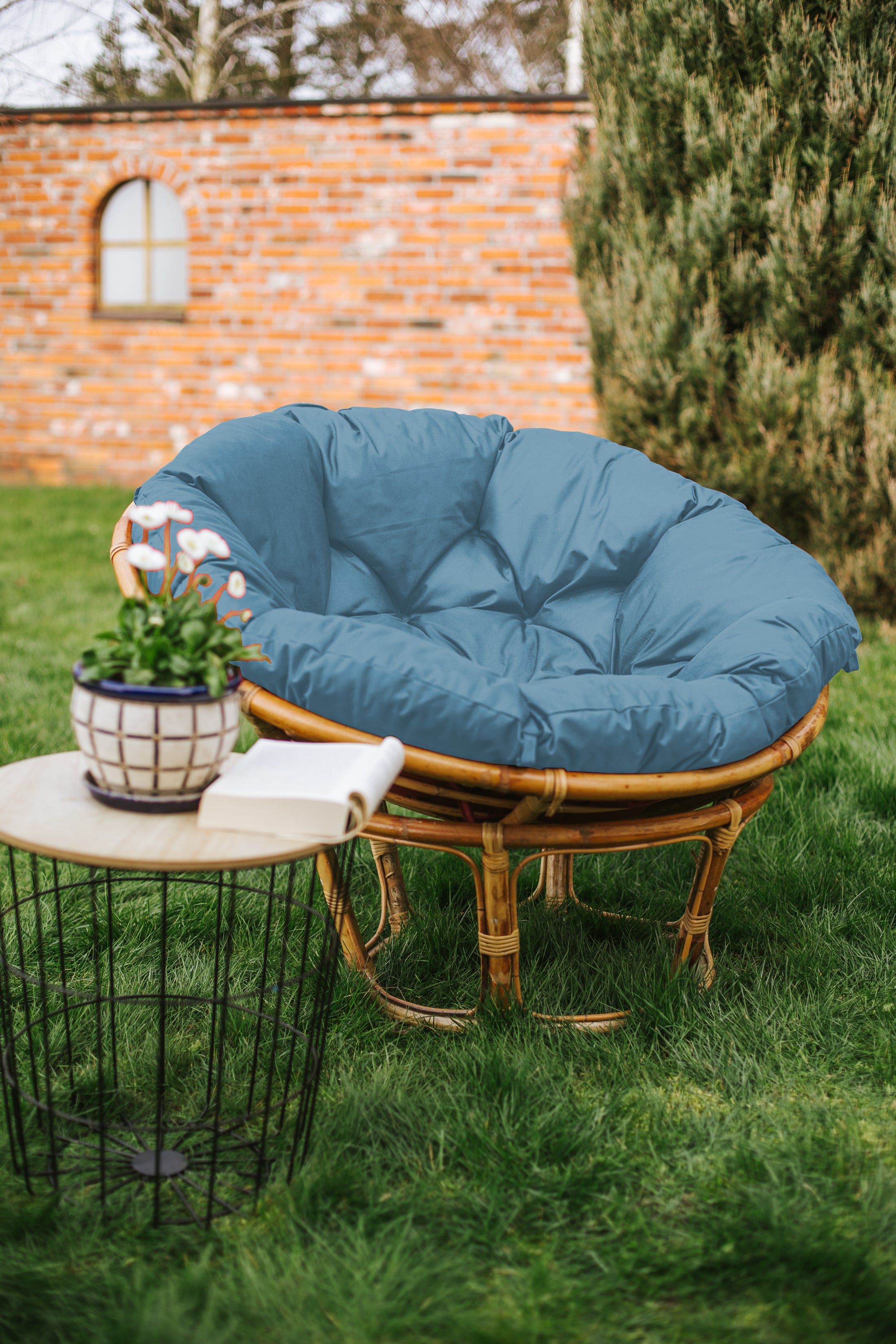 Papasan IMPERMEABILE Cuscino per la poltrona Papasan cuscino per sedia in rattan cuscino per poltrona trapuntato con passanti 