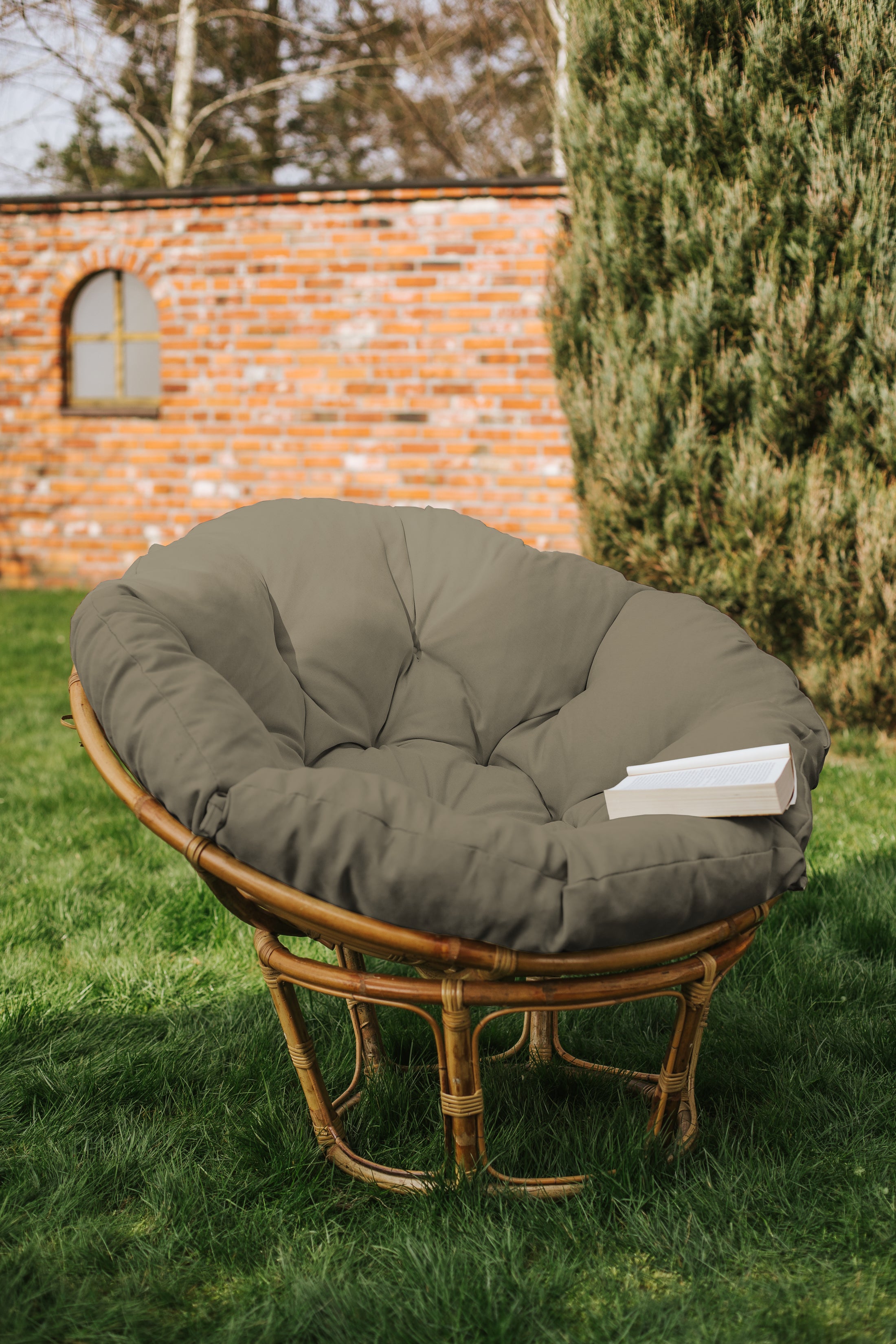 Papasan Papasansessel Rattansessel Auflage Sesselkissen Gartenkissen Sitzkissen Garten Kissen Gesteppt mit Schlaufen Rund