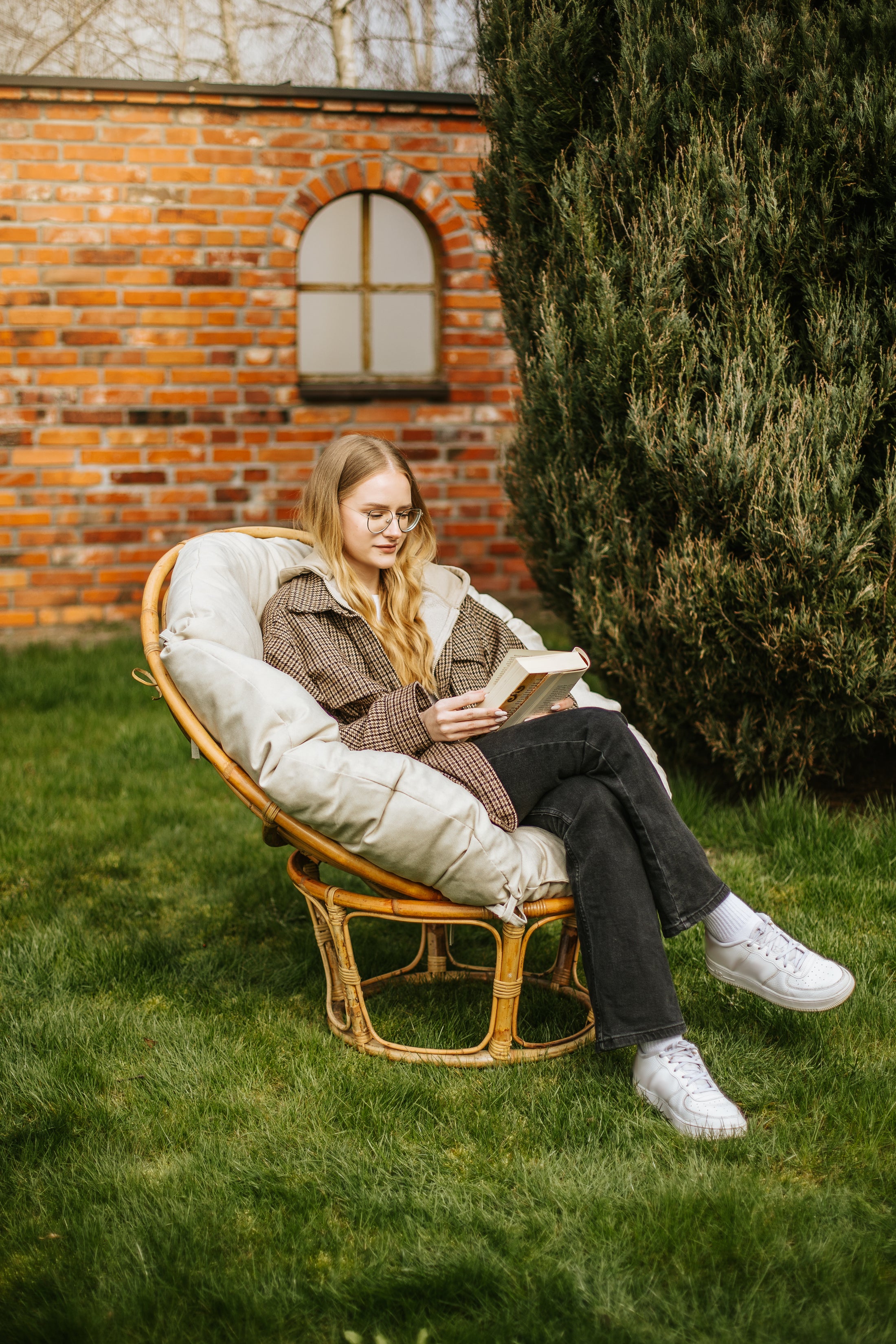 Coussin de fauteuil, coussin de jardin matelassé avec des boucles rondes