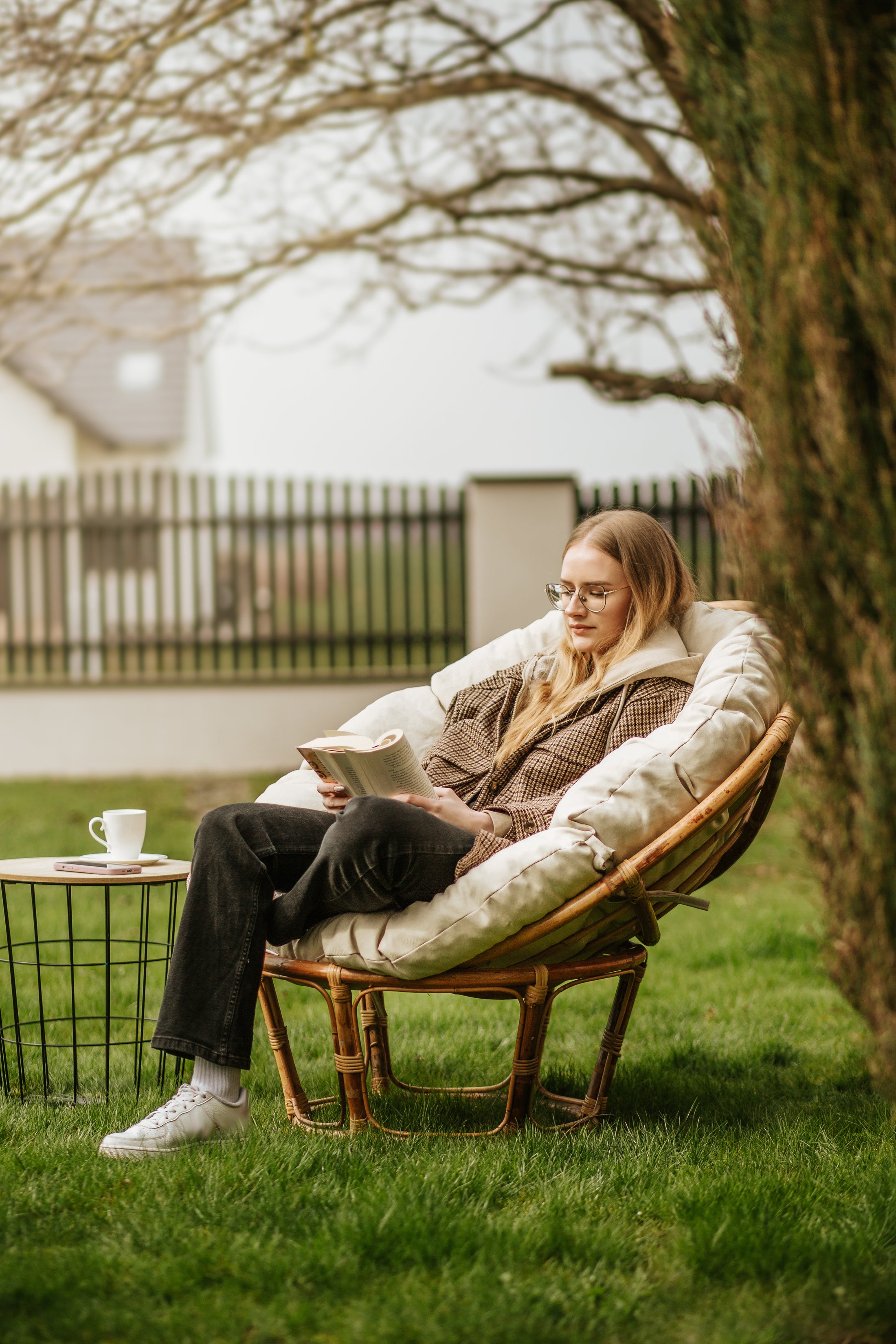 Papasan Papasan stol rotting stol kudde fåtölj kudde trädgård kudde sittdyna trädgård kudde quiltad med runda öglor