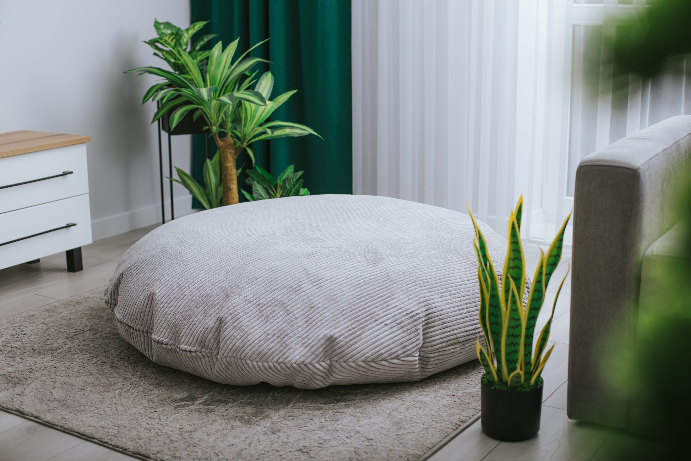 Sitzsack Beanbag Bodenkissen Cord - Sitzsack zum Entspannen im Wohnzimmer, auf der Terrasse und im Garten