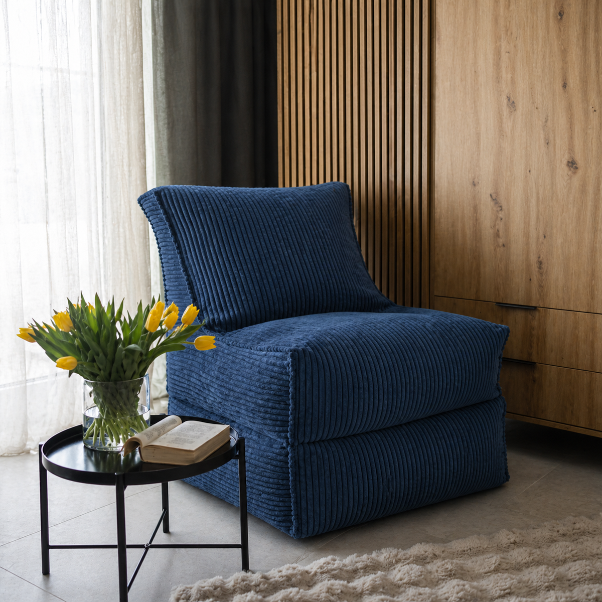CORD Fauteuil Convertible 2-en-1 – Velours Côtelé