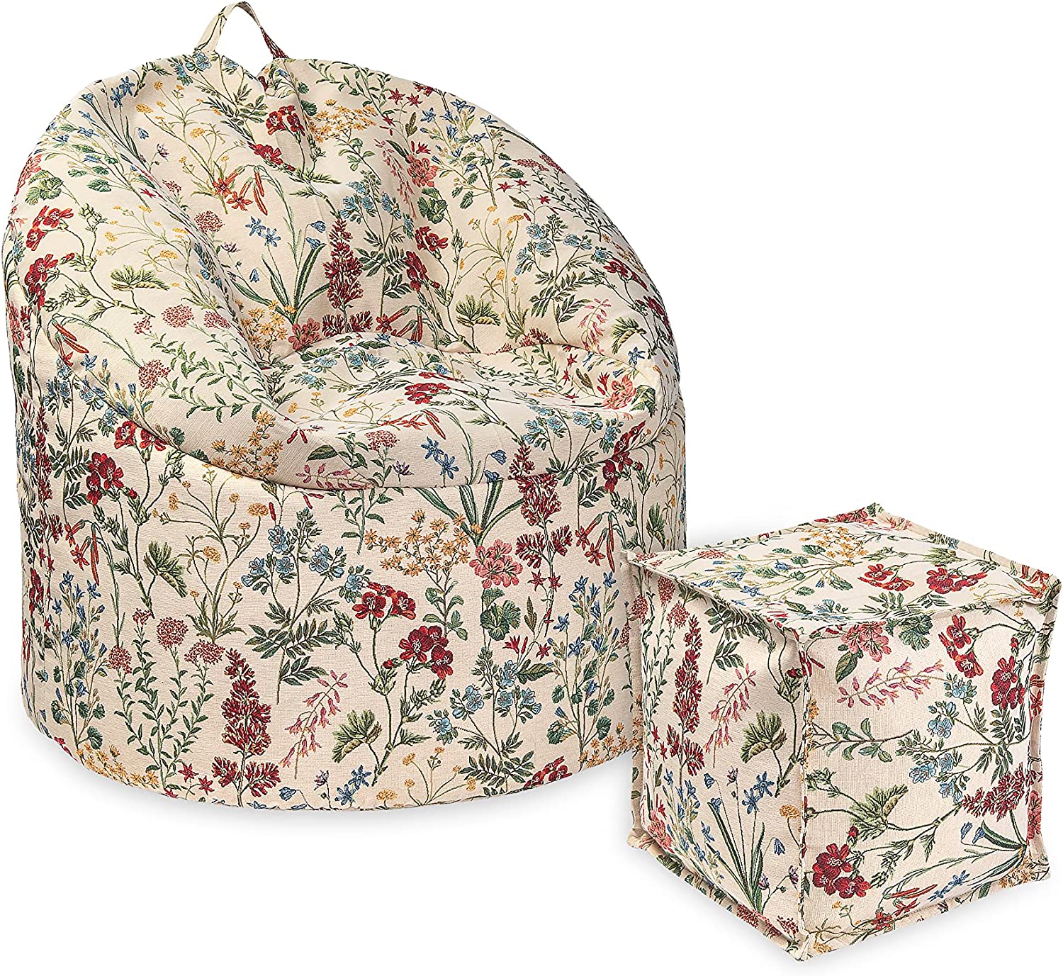 Pouf pouf pouf motif floral thème printanier Pouf avec rembourrage EPS avec repose-pieds confortable